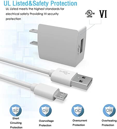 UL наведен заменски полнач за наизменична струја погоден за Google Home Mini Sounder AC адаптер за напојување кабел кабел бел