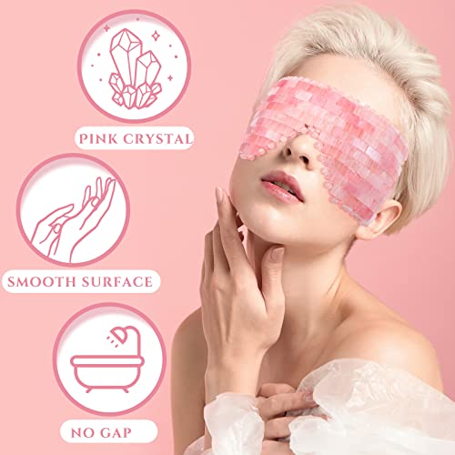 Хикарер 2 парчиња џед маска за очи розово зелена џед камен маска за ладење на лицето за олеснување на масажа на подпухналост