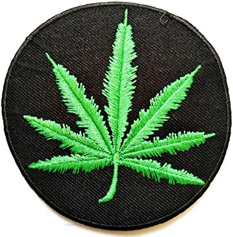 Избрани лисја од марихуана на закрпи шијте на канабис плевел извезена апликација за капачиња за капаци од капаци од маици со