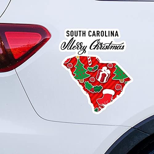 Јужна Каролина Домашна држава Божиќни налепници Мери Божиќ Јужна Каролина Мапа за автомобили Декл Божиќна декорација прозорец