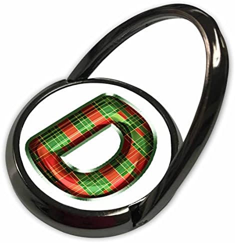 3drose Симпатична црвена и зелена Божиќна карирана монограм почетна d - Телефонски прстени