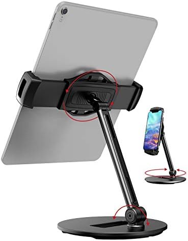 IWalk Прилагодлив штанд за iPad, држачи за штандови на таблети, алуминиумска легура на лулка, приклучок, 360 ° вртење на држачот