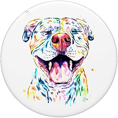 Шарено акварел Питбул куче симпатично уметничко милениче животно поппокети зафаќа и се залага за телефони и таблети