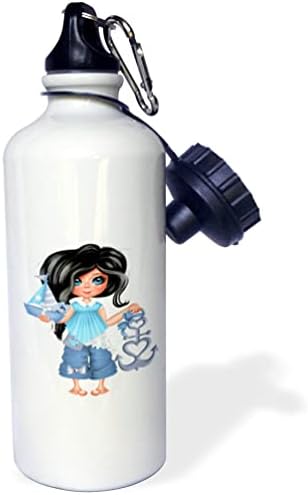 3drose симпатична темна коса наутичка девојка со брод и сидро. - шишиња со вода