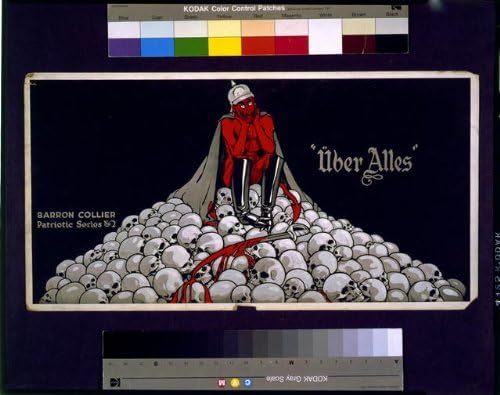 Фотографија на историски производи: über Alles, 1917, ѓавол, германски војник, могили черепи, крвав меч, светска војна