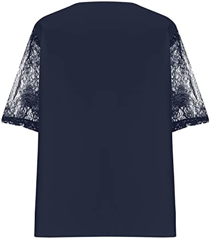 Чипка памучна маица за девојки есен лето 2023 облека облека краток ракав екипаж вратот преголема основна блуза VB VB