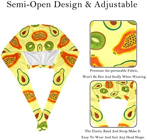 2 парчиња унисекс буфантни капачиња со копчиња врзани капачиња со џемпер за жени мажи, шема на овошје од авокадо од пап.