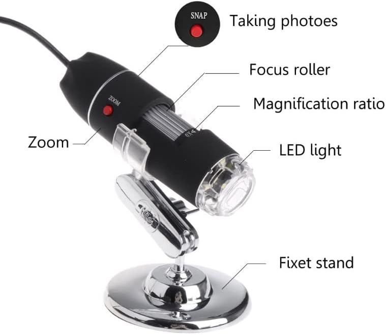 Комплет за додатоци за микроскоп за возрасни 1600x микроскоп 8 LED USB дигитален рачен лабораторија за лаборатории за камера